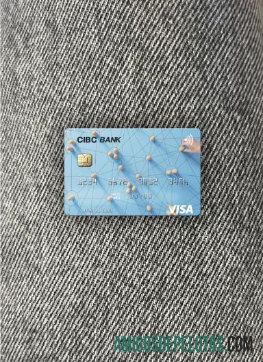 Frente do Photolook do cartão Visa do banco CIBC dos EUA amostra